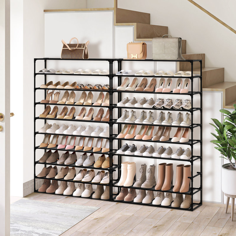 Rebrilliant Steel Non-Woven Fabric 100 Pair Stackable Shoe Rack (Set Of